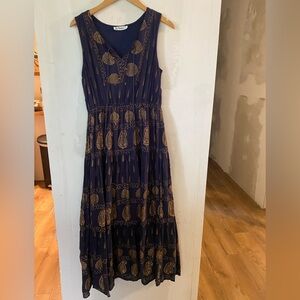 Elegant Navy and Gold Maxi Dress